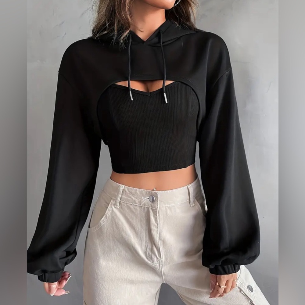 Solid Color Crop Hoodie